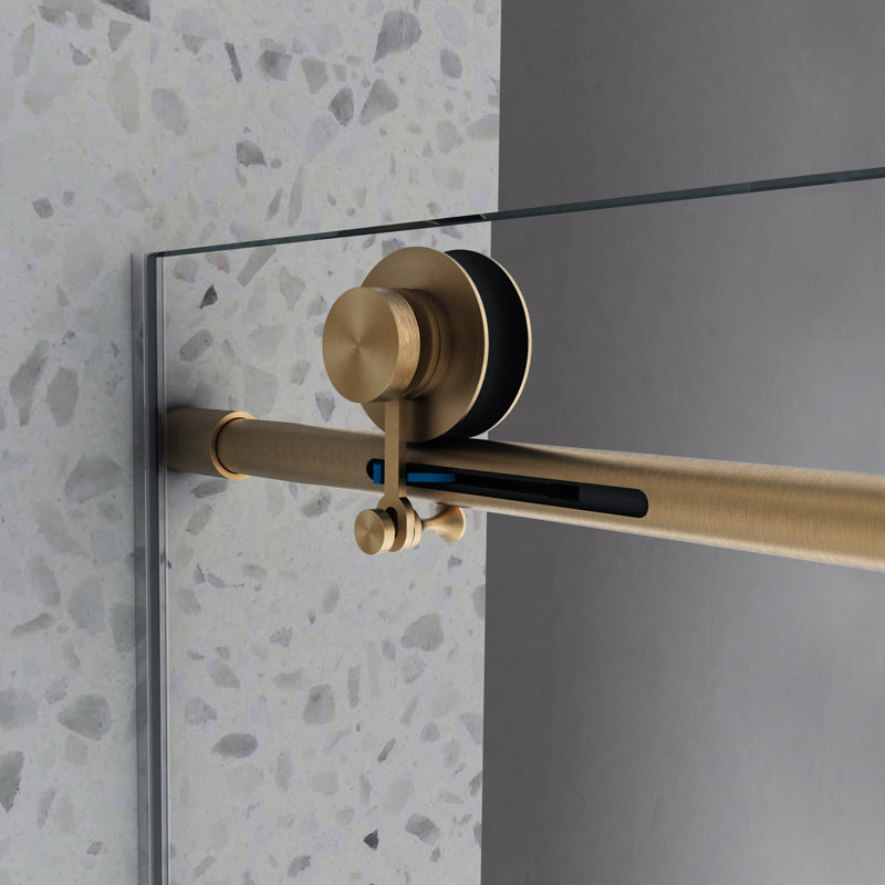 Brushed Gold Shower Door 6076 - 70mm 304 Stainless Steel Pulleys, Soft Closing, Nano Easy To Clean, -proof Film In , Pulley, Membrane