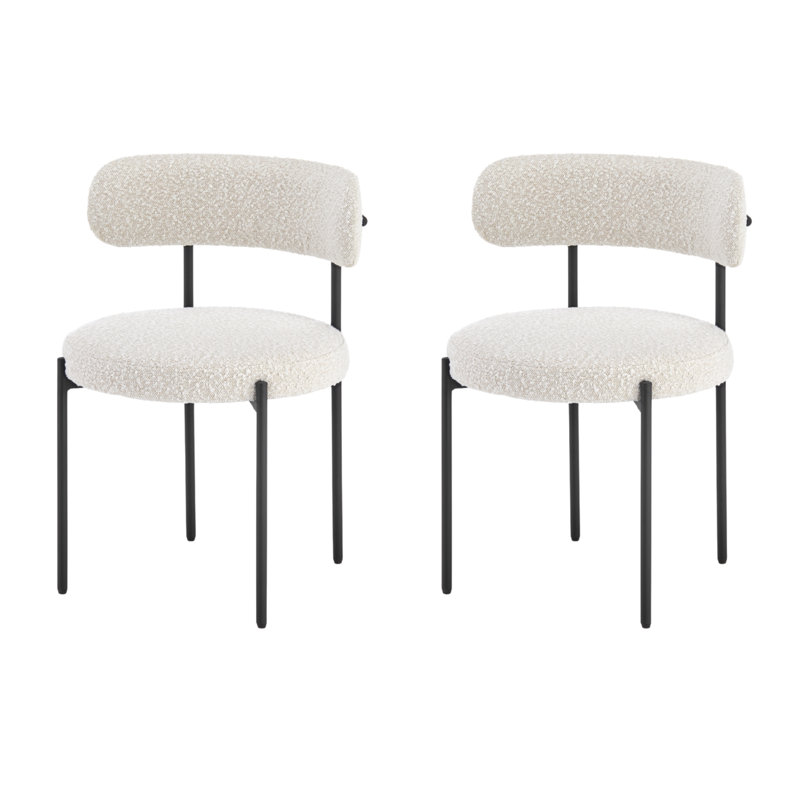 Chaise d'appoint Azianna Boucle, Blanc, Noir, noir, noir, noir