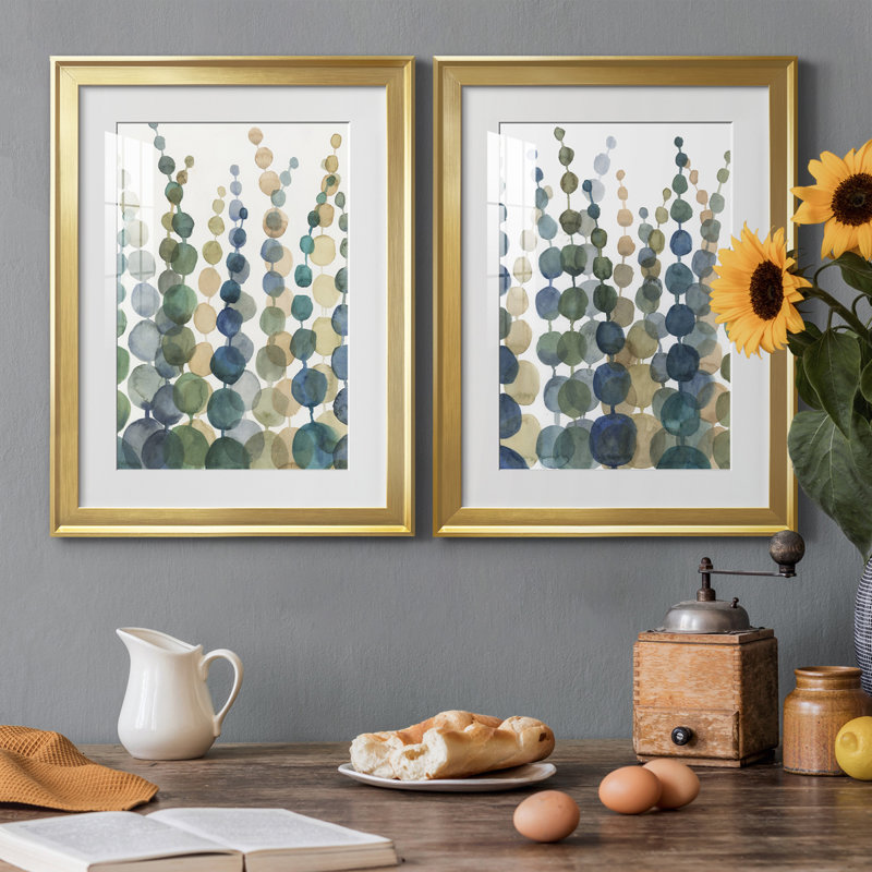 «Pompom Botanical I», reproduction encadrée de qualité supérieure, prête à être accrochée, Cadre doré