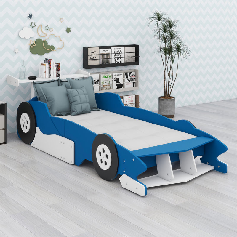 Lit plateforme avec roulettes Race, Lit simple, Bleu