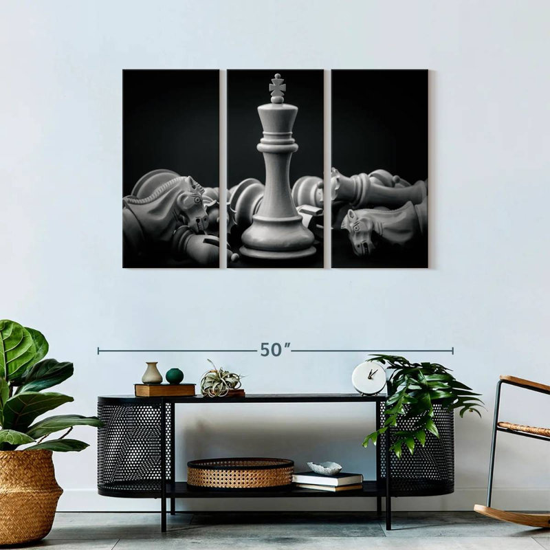 Chess King - ensemble de 3 toiles tendues, H 28 po x l 45 po x P 1,25 po