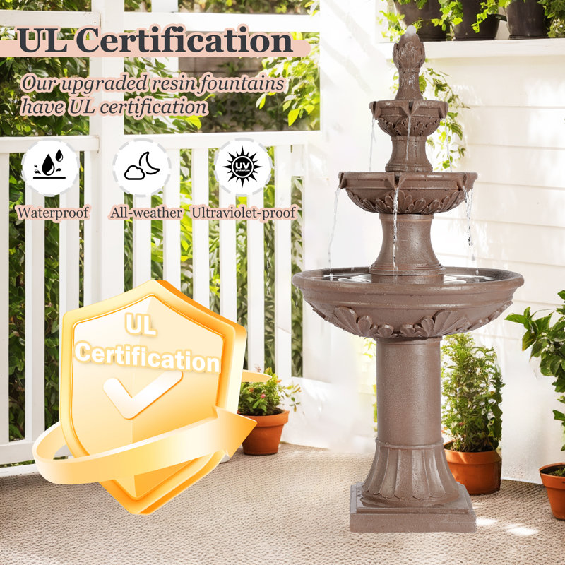 Outdoor Pineapple Italian Water Fountain - 48.4" H Floor Bubbler Garden Waterfalls Fountain, Brown