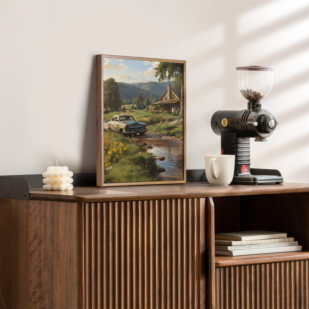 Framed Chemical Fiber Cloth Wall Art Vintage Decor,  Vintage Painting Wall Art Prints, Wall Art For Living Room Bedroom Bathroom,8x10in Winston Porter