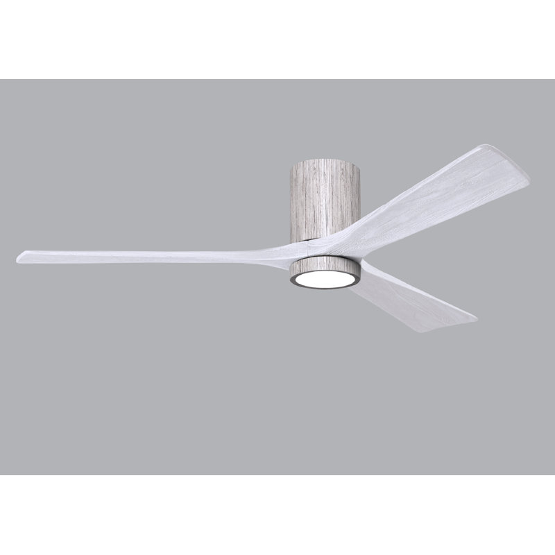 Olivier à 3 pales DEL standard avec ventilateur de plafond et ensemble d'éclairage inclus, Blanc mat, Ton bois de grange, 60"