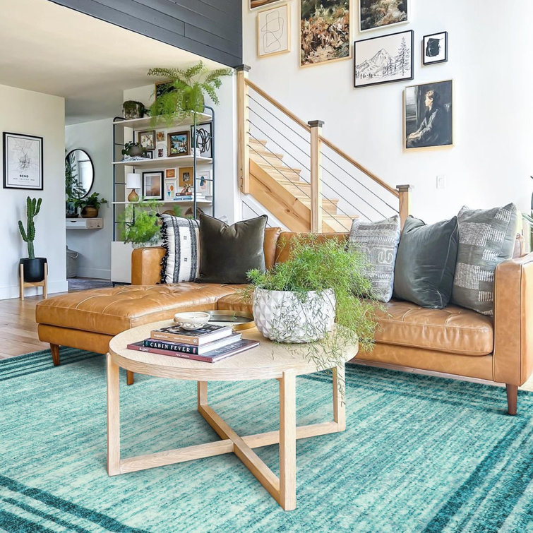 Ombre Border Plush Area Rug – Velvety Gradient Accent with Non-Slip Base