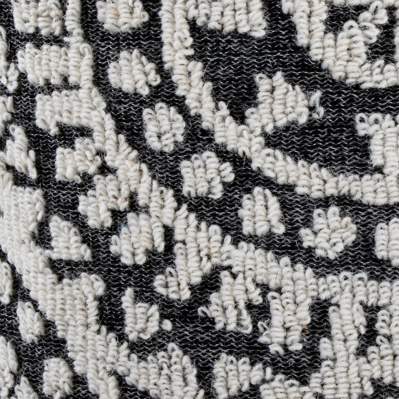 Laine noire et tissée à la main de 18 po, motif noué, couvercle amovible, multifonctionnel, aucun assemblage requis