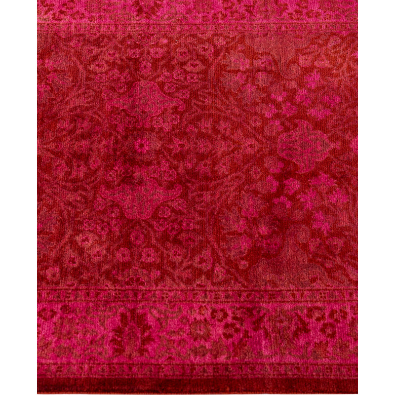 Overdyed Hand-Knotted Wool Modern-Contemporary Red Runner 2' 7" x 18' 2"
