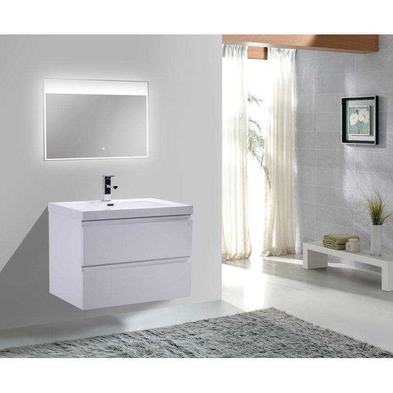 41.5'' Wall Mounted Single Bathroom Vanity Base Only, High Gloss White