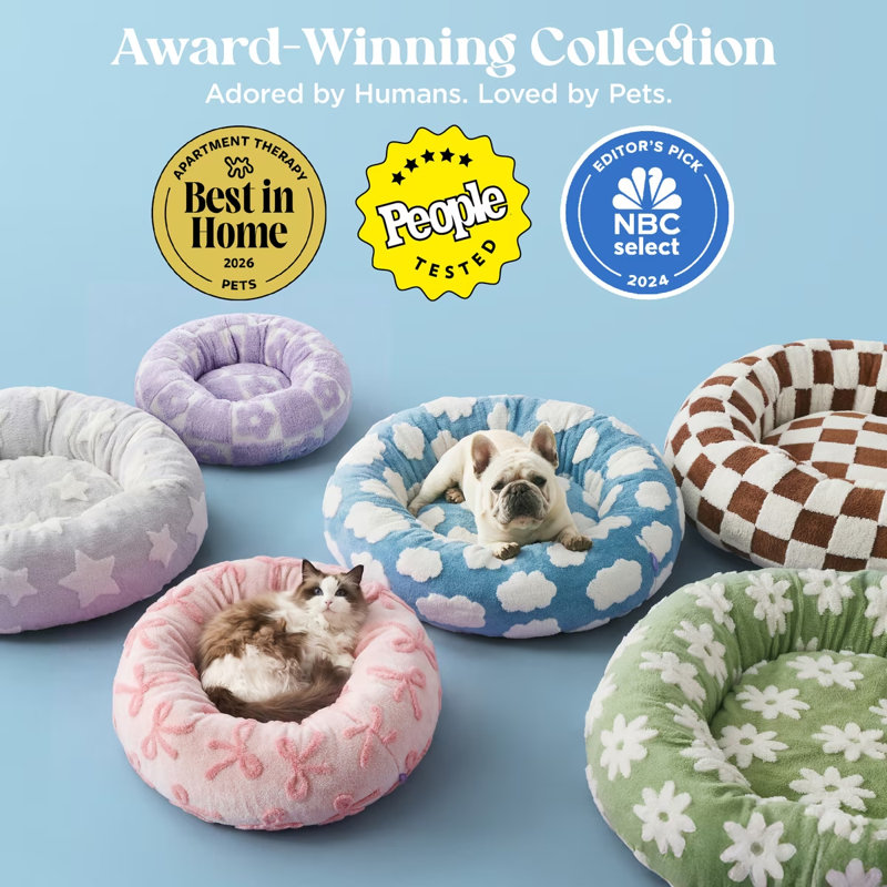 Lit pour chien Lesure Donut, Très grand (H 6 po x l 20 po x P 20 po), Nuage bleu clair