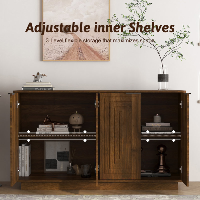 Buffet cannelé 55 po avec tablettes réglables, Brown