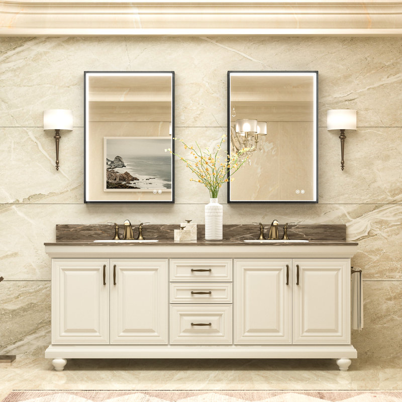 Sahiti Metal Framed LED Bathroom Mirror with Anti-Fog , 36" x 24"