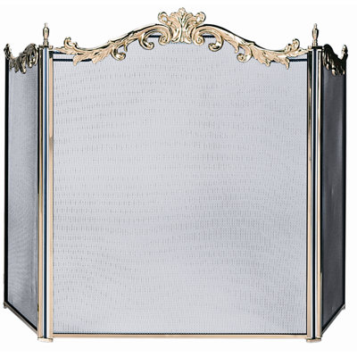 3 Panel Solid Brass Fireplace Screen