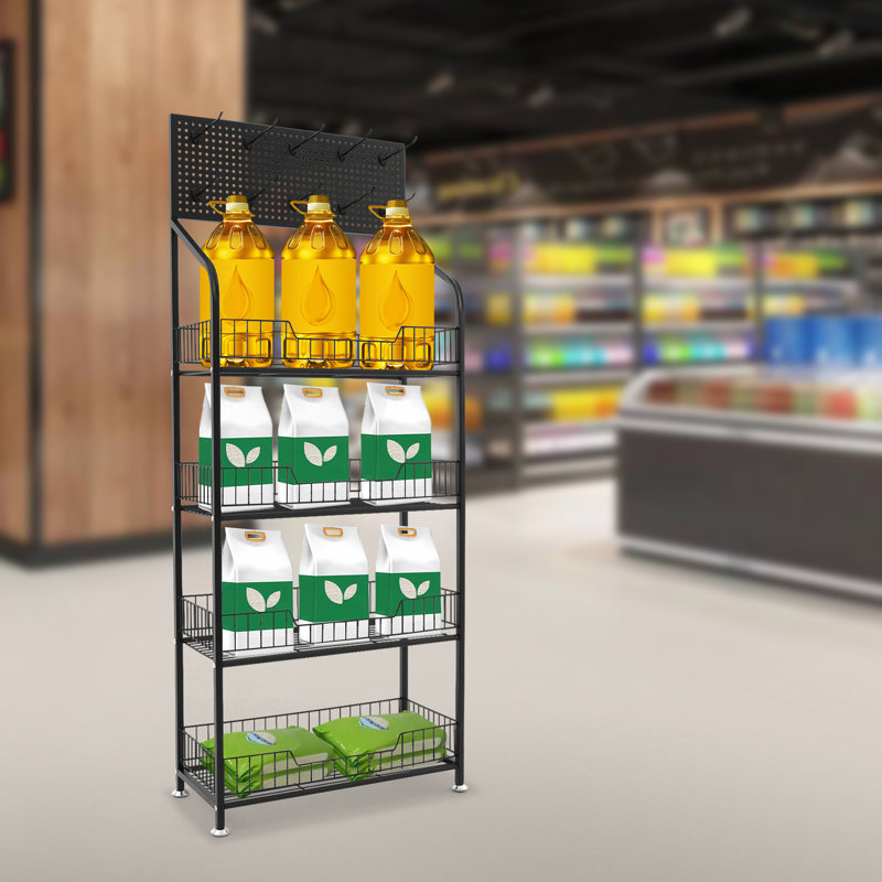Retail Display Rack With Hooks, Black, 60.24" H x 23.62" W x 10.62" D