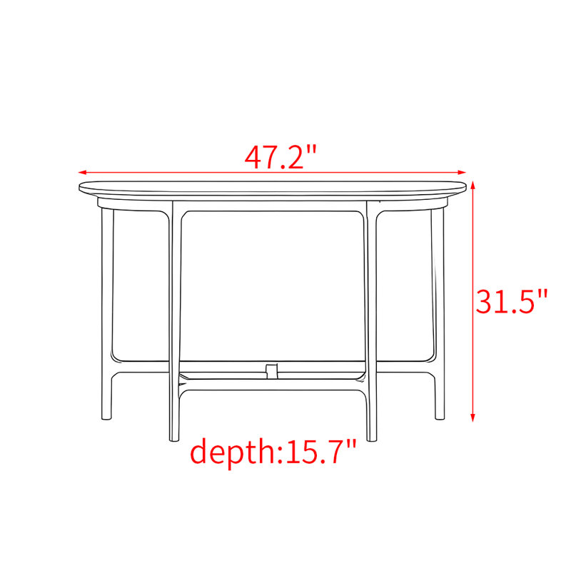 Modern Chinese-style solid wood console table, 31.5" H x 47.2" W x 15.7" D