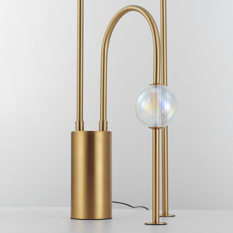 Dreamer LED Floor Lamp, Natural Aged Brass, Iridescent