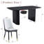 Ensemble de table et de chaises: table de salle à manger en bois aggloméré noir à grain de bois de 67,6 po x 35,4 po: un choix simple, luxueux et stable. Assorti de 6 chaises de couleur blanche et grise épissée avec des coussins en polyuréthane et des pieds en métal noir.-1685136131-1685136134