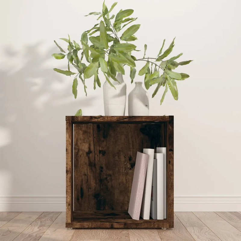 Bithiah Block End Table, Smoked oak
