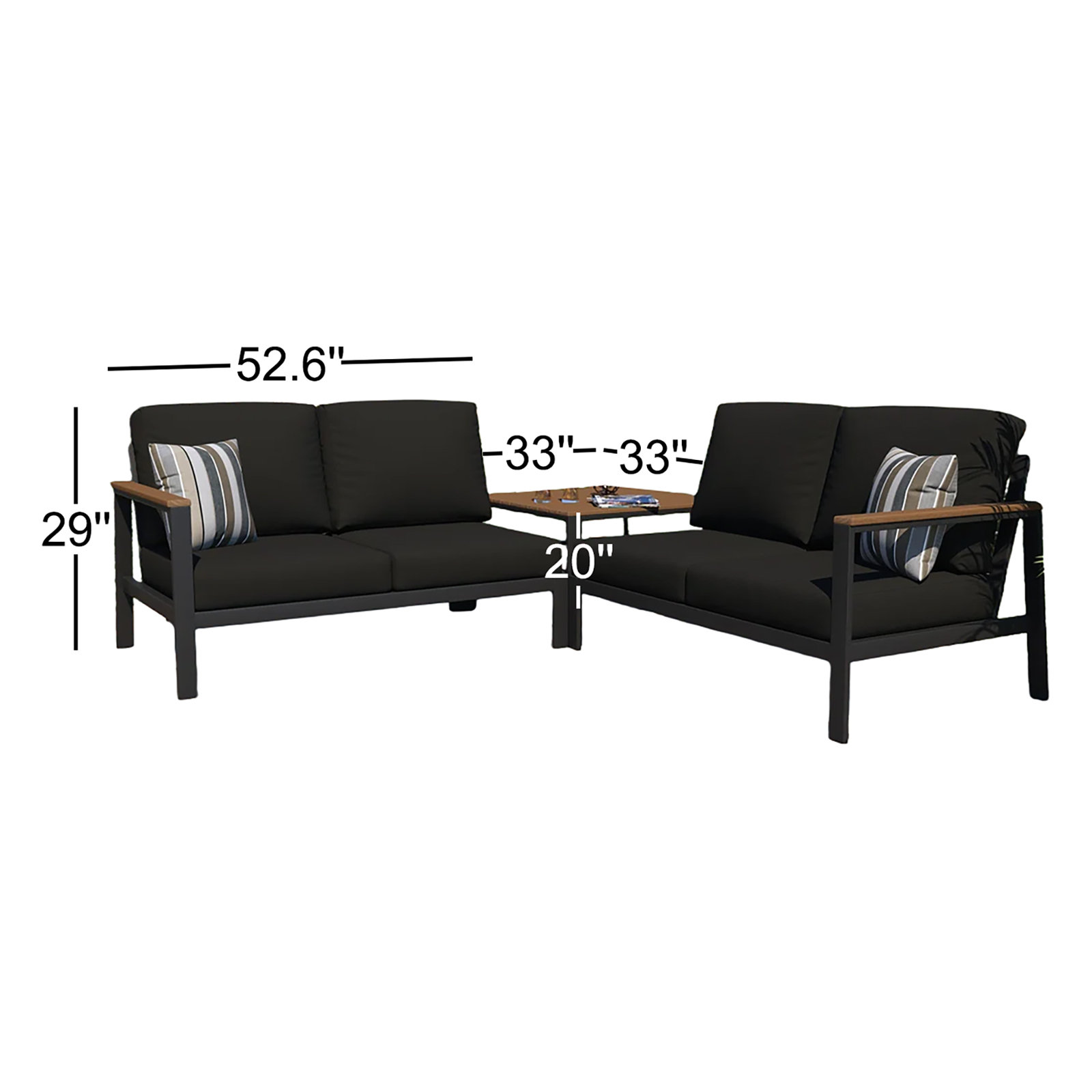 4-Person Patio Seating Group, Canvas Black Sunbrella® Canvas
