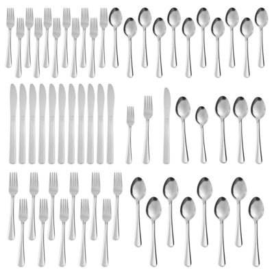 60-piece Silverware Set For 12, Stainless Steel Flatware With Mirror Polish, Dishwasher Safe