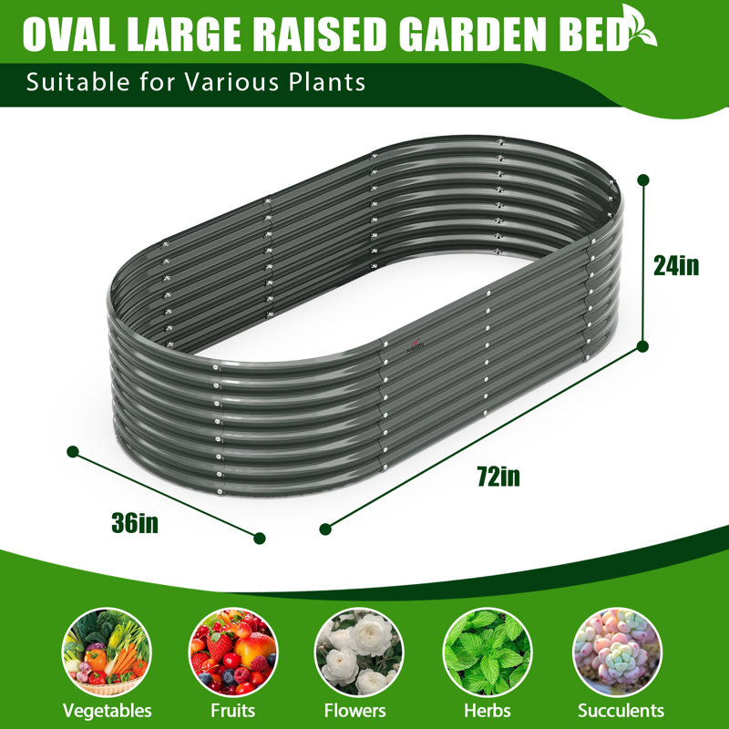 6X3X2 ft Galvanized Raised Garden Bed Quartz Grey, Gray