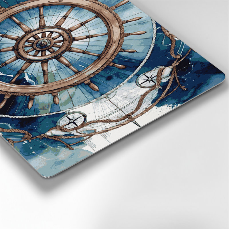 Art mural gris en métal Coastal Ships Wheel, H 12 po x l 18 po