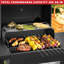 Barbecue au charbon avec tablette latérale, grand barbecue au fumoir avec support chauffant, barbecue extérieur avec plateau au charbon (noir)