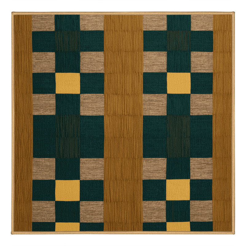 Tapis brun à carreaux lavable à la machine, Carré 6 pi