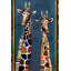 Tapis décoratif multicolore à motif de girafes bleues-1698996637