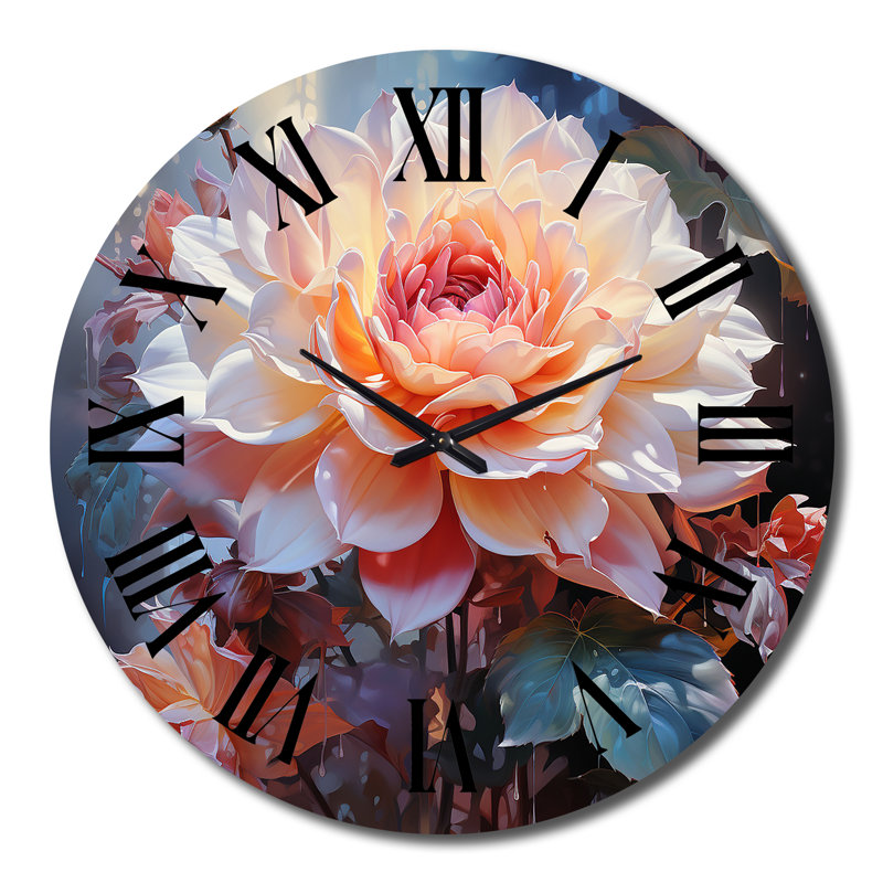 Chardarius - Horloge murale florale, Très grand