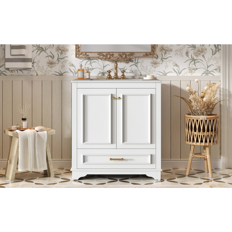 Meuble-lavabo 30 po avec lavabo en céramique, Blanc