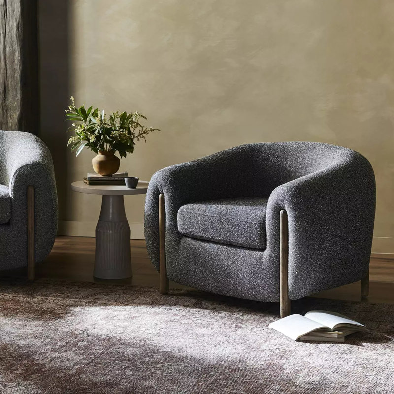 Lyla 38" W Polyester Blend Barrel Chair, Capri Ebony