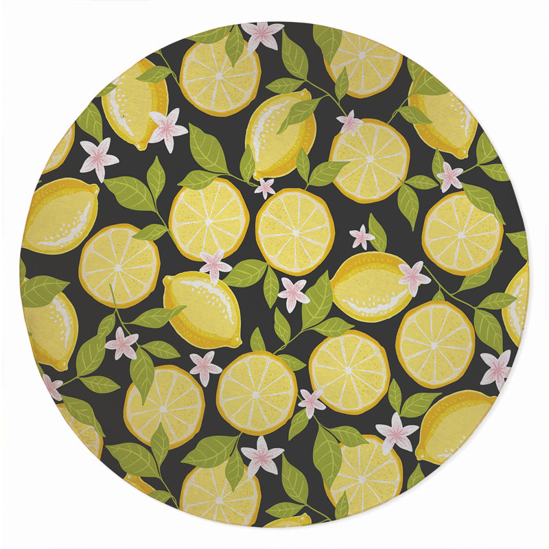 Tapis d'extérieur Lemons, Rond 5 pi