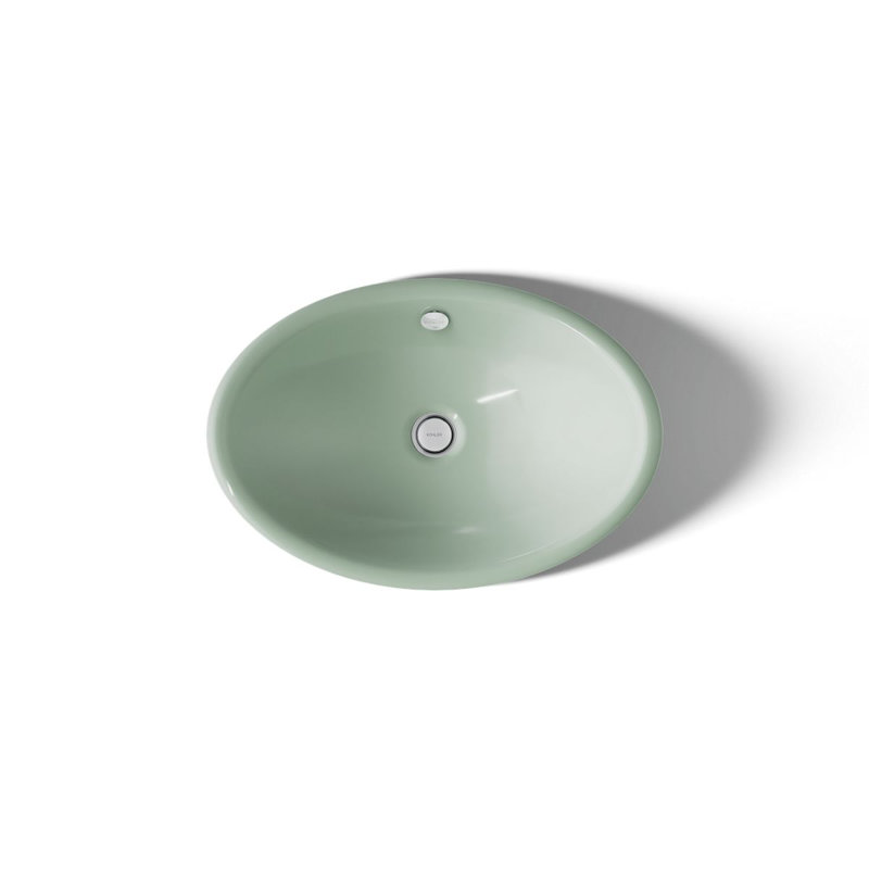 Iron Plains Metal Oval Vessel Bathroom Sink with Overflow, Aspen Green