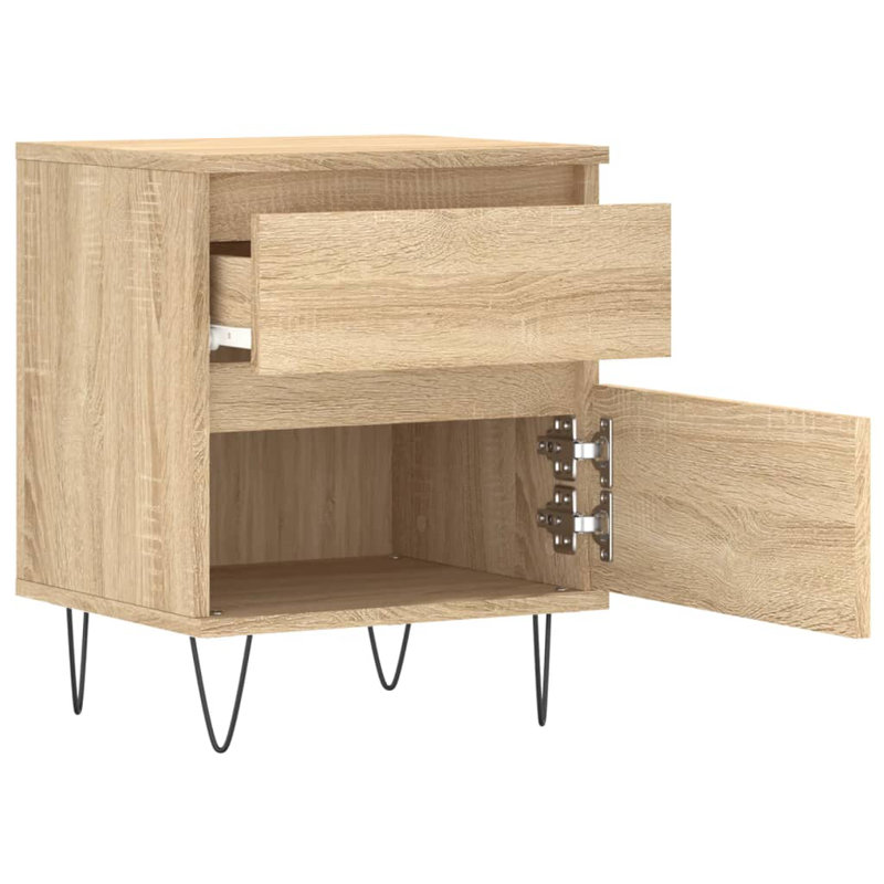 Rowlands 40cm W Metal Bedside Table, Sonoma Oak