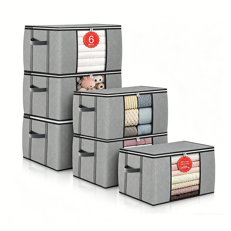 Rangement pour vêtements, sac de rangement pour couverture pliable, gris