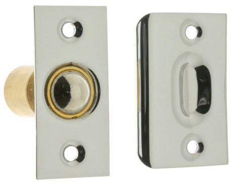 Solid Brass Wide Square Roller Ball Catch, Polished Chrome