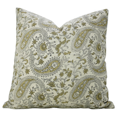 Housse de coussin Fab divine - taie d'oreiller artisanale à imprimé bloc, Kiara, vert