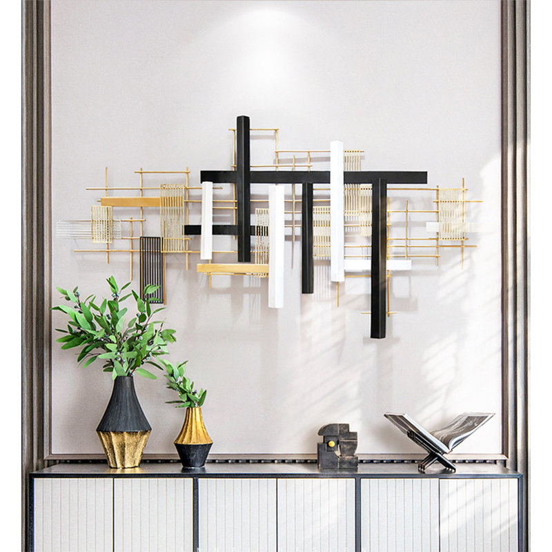 Décoration murale moderne en fer géométrique minimaliste, H 31,1 po x l 62,99 po x P 3,35 po