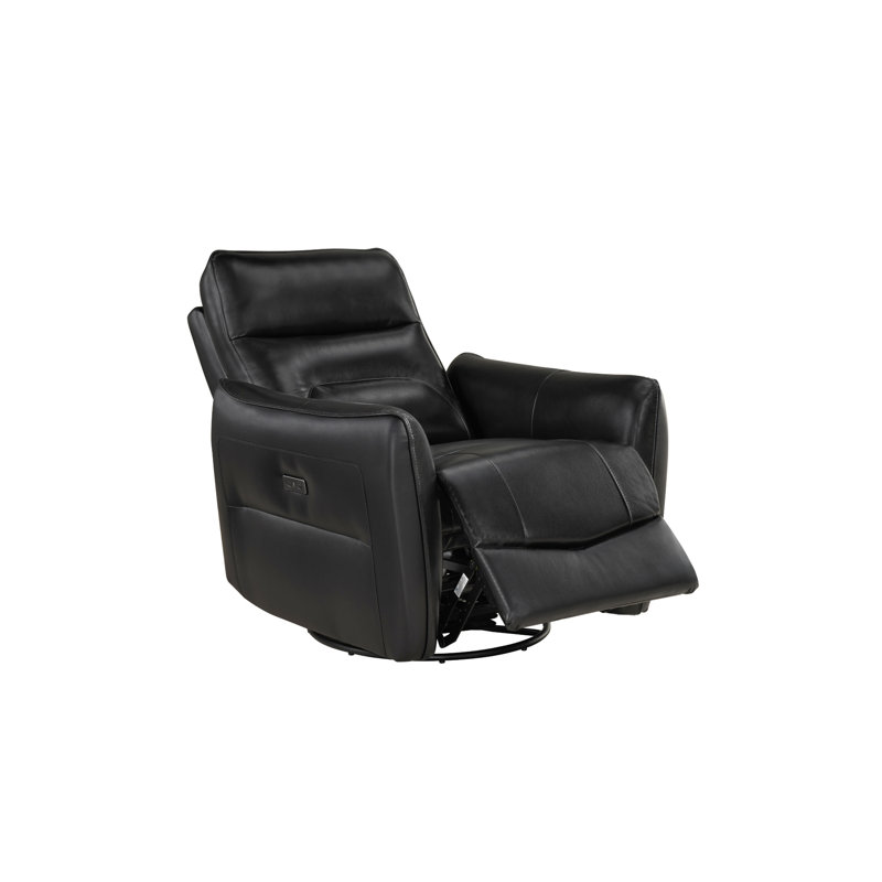 Fauteuil inclinable électrique pivotant, cuir noir et similicuir, Black