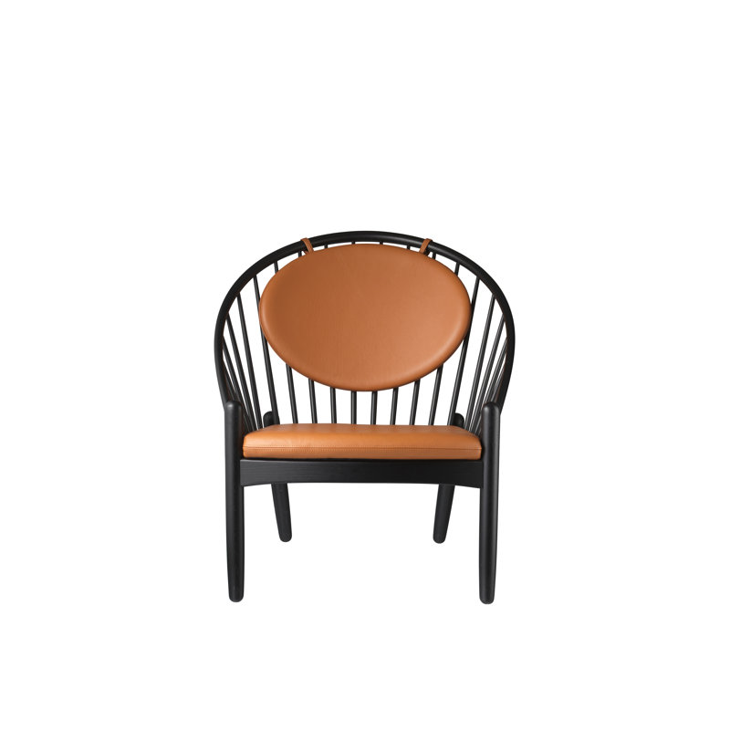 Jorna Leather Armchair, Cognac Genuine Leather, Jet Black