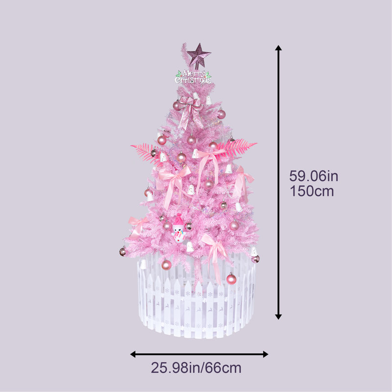 Arbre rose de 5 pi - Ajoutez une touche romantique à votre décor de Noël avec un matériau et une base en métal
