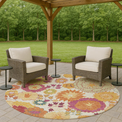 Tapis floral intérieur / extérieur lavable à la machine Chantille ACN2293