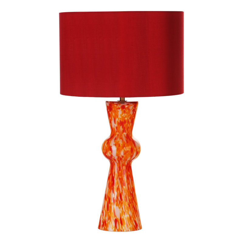 Glass Table Lamp Lamp, Orange, Red