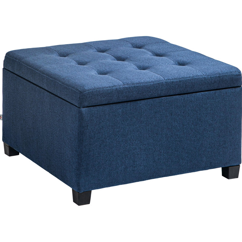 Rangement bleu avec plateau. Style rétro pour les entrées. Revêtement souple, grande capacité, concept de charnière sécuritaire. Style de salons. Siège, zone abondante, assemblage sécuritaire