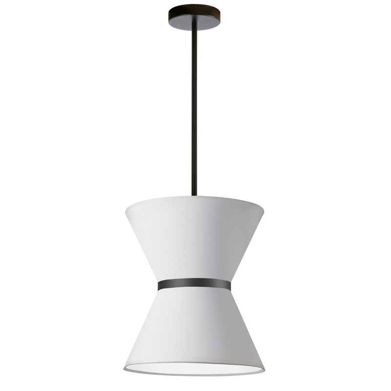 1 - Light Shaded Pendant, White/Black, White