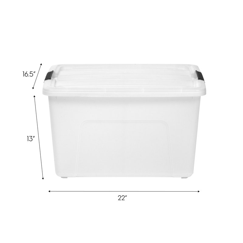 60 Qt./15 Gal. Plastic Storage Boxes with Latching Lids in White, 13" H x 22" W x 16.6" D