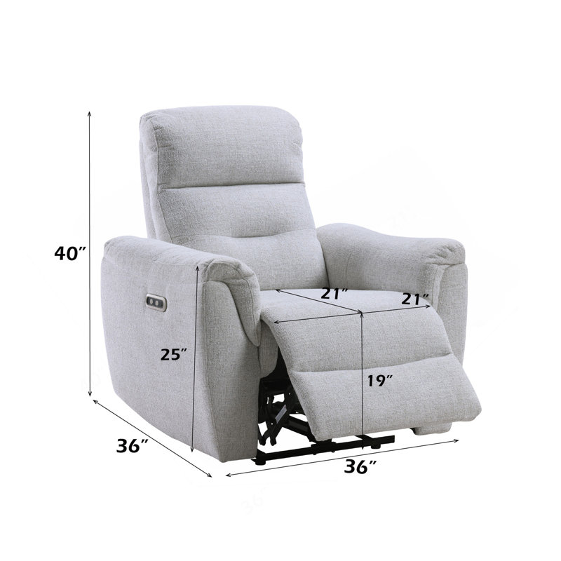 Fauteuil inclinable électrique en chenille gris Eastre avec port USB