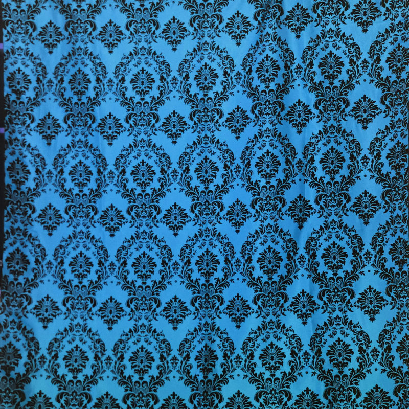 Damask Tailored Window Valance, 58" W x 5" L, Black/Turquoise