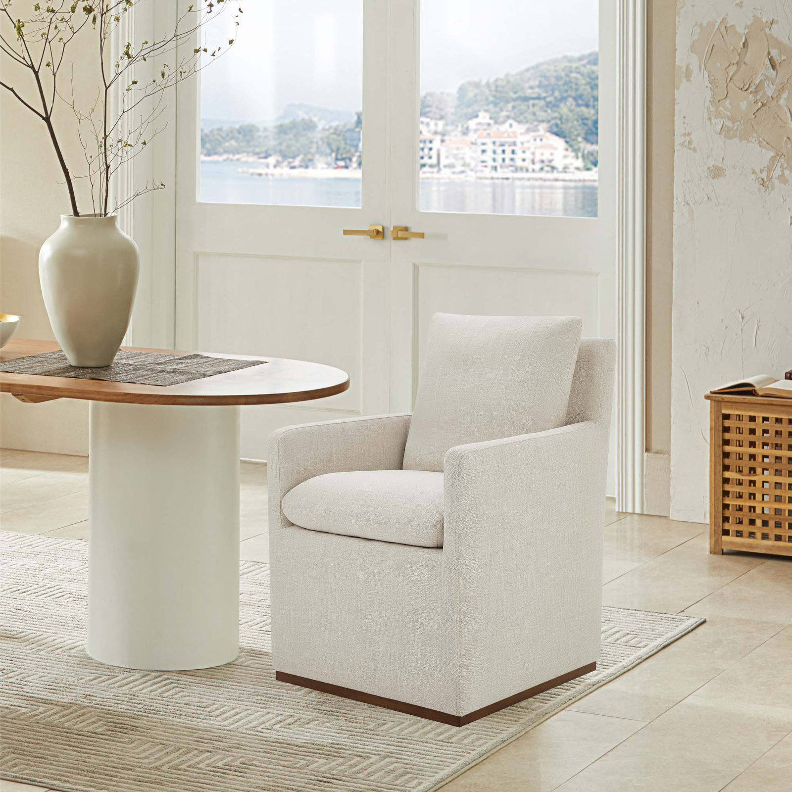 Bobbi Linen Dining Armchair, Effie Linen Performance Linen