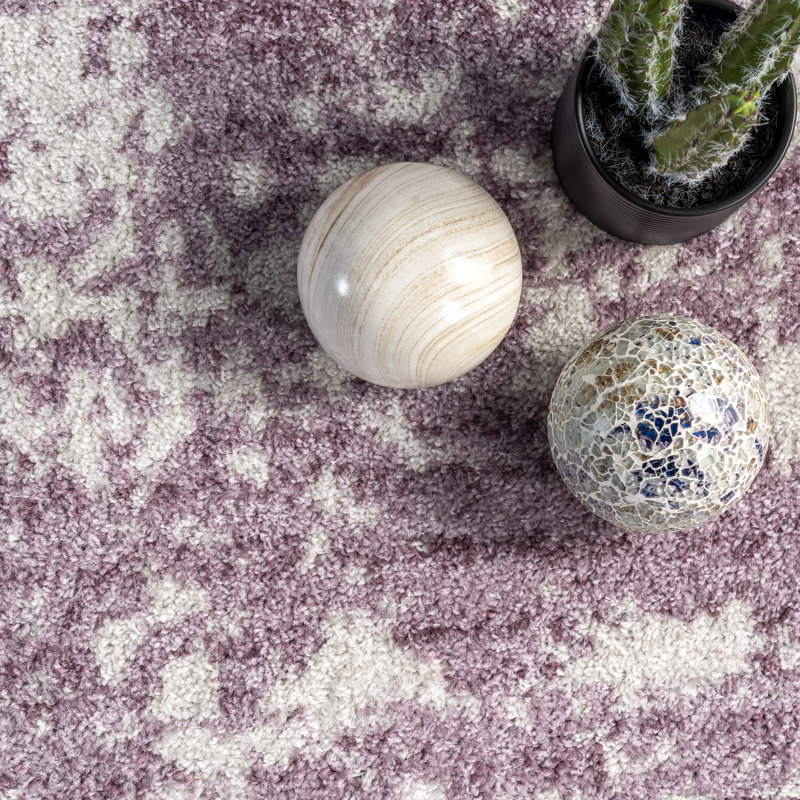 Modern Abstract Performance Pink Rug, Rectangle 5' x 8'